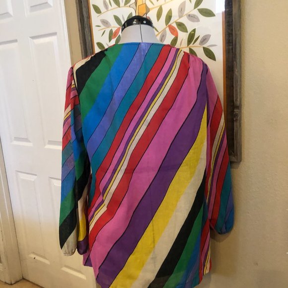 Vintage L.Magnin striped cotton openfront beach cover - Picture 10 of 10